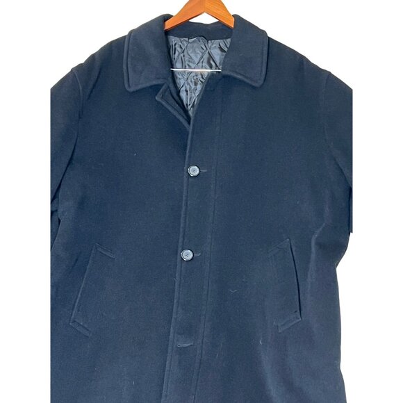 Chaps Men's Black Wool Blend Peacoat Size 46R Preppy Goth Warm Oversized - Picture 14 of 16